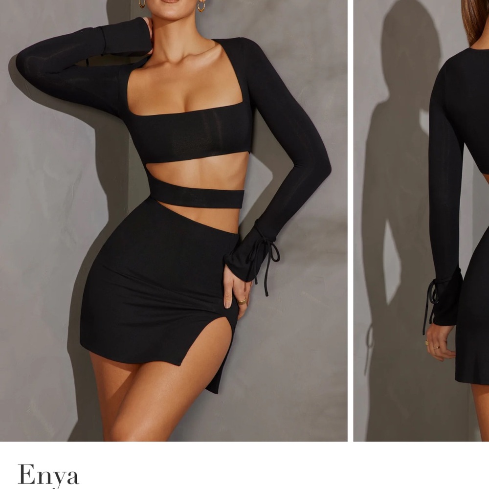 Black Cut-Out Long Sleeve Dress